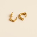 1cm Gold Plated Leafed Rectangle Hoop Earrings – Modern & Refined Style
