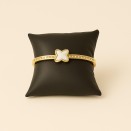 Bracelet ovale étoile blanche plaqué or – Élégance pure