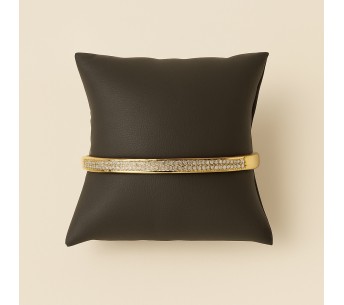 Gold-Plated Oval Semijoia Bracelet with Rhinestones – Elegant & Lightweight