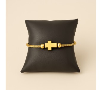 Bracelet croix torsadé plaqué or – Style moderne chic