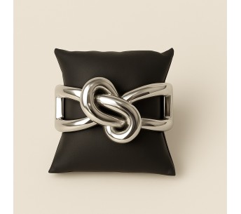 Silver-Tone Knot Bracelet, Wide Bangle