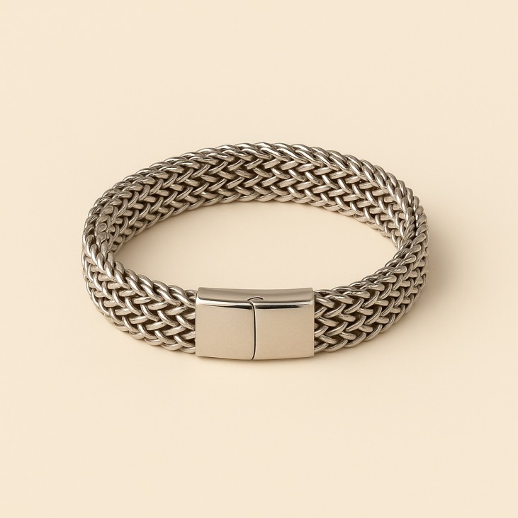 Bracelet Homme Acier Argenté