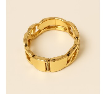 Oval Gold-Plated Cuff Bracelet