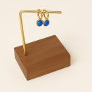 Gold Plated Hoop Earrings with Blue Stone - Lupita Jewelry