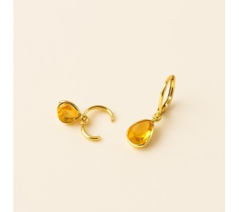 Gold Plated Heart Hoop Earrings - Lupita Bijoux