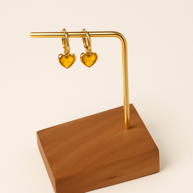 Boucles d'oreille créole cœur en plaqué or - Lupita Bijoux