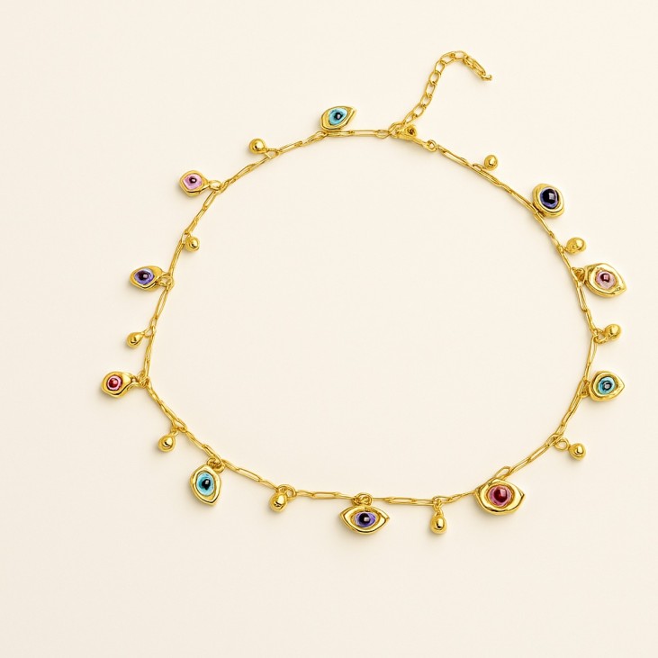 Gold Plated Choker Necklace with Charm - Lupita Jewelry