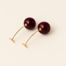 Red Cherry Dangle Earrings in Gold Plating