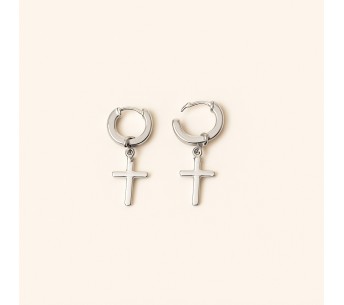 Boucles d'oreilles créoles en acier argent - Lupita Bijoux