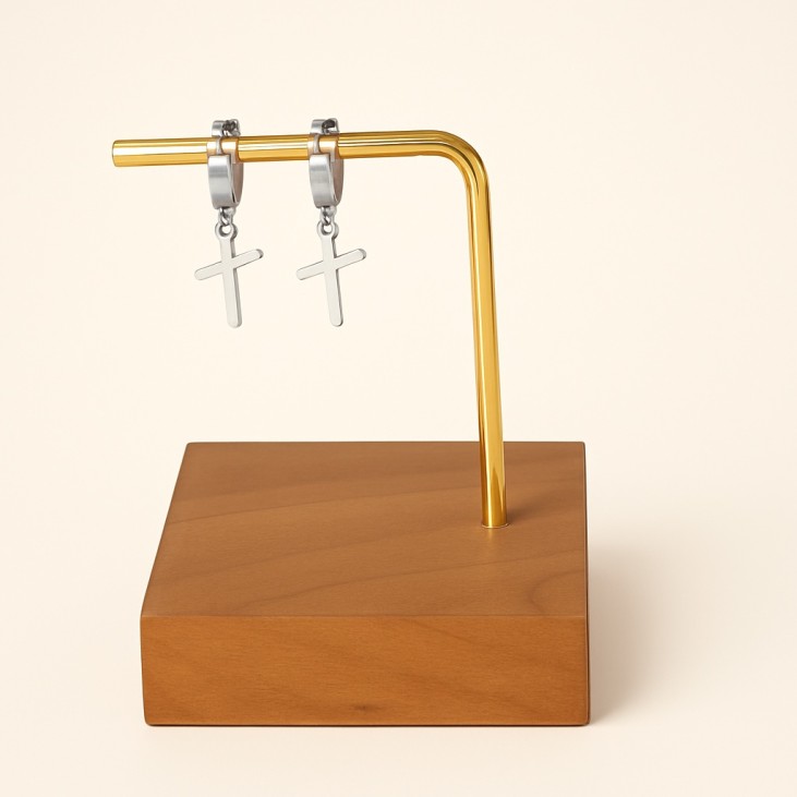 Boucles d'oreilles créoles en acier argent - Lupita Bijoux