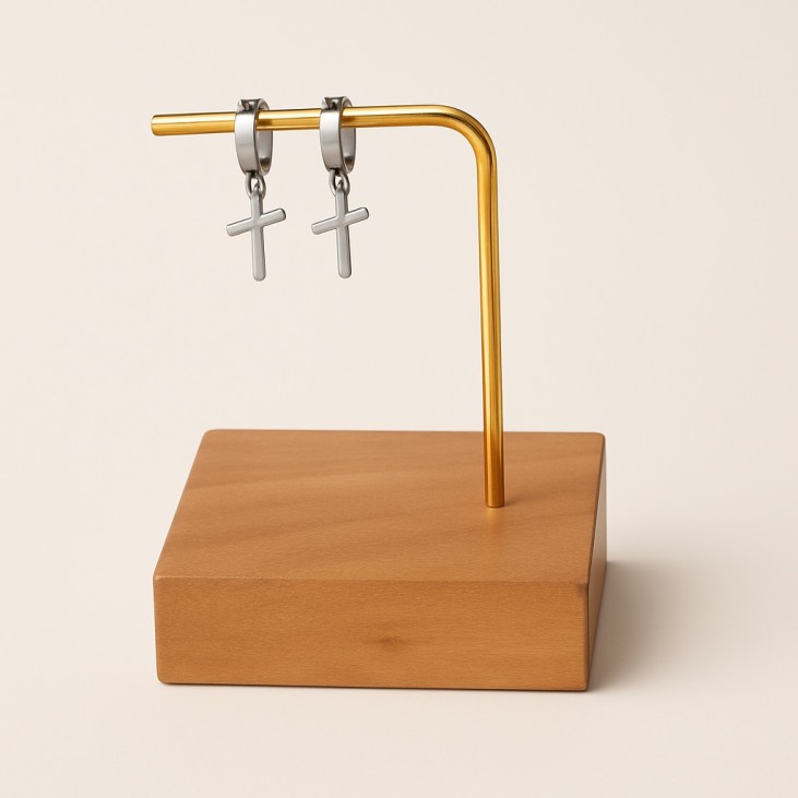 Boucles d'oreilles créoles en acier argent - Lupita Bijoux