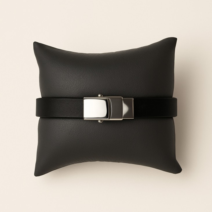 Bracelet Ligne de Vie Homme – Cuir Noir & Acier | Lupita