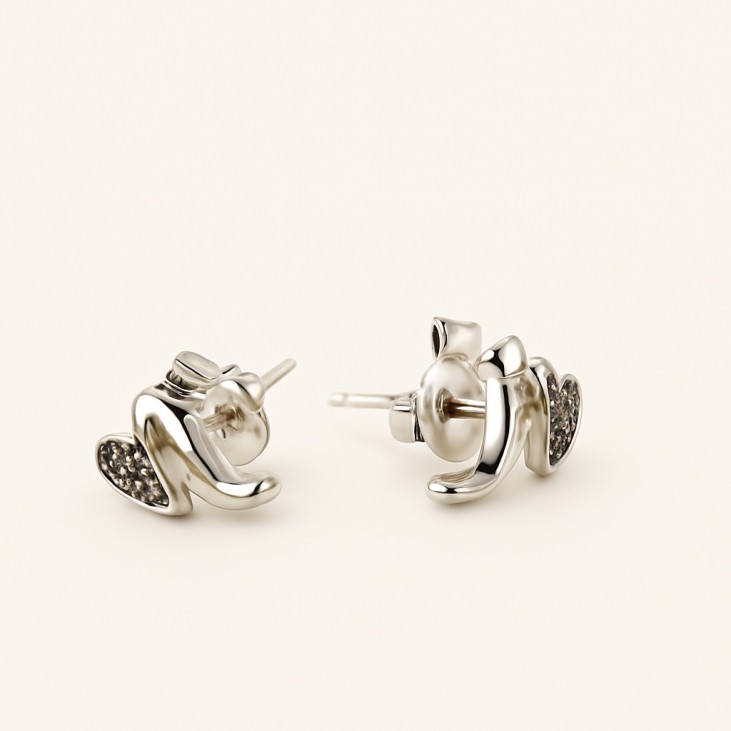 Silver Heart Earrings - Lupita Jewelry