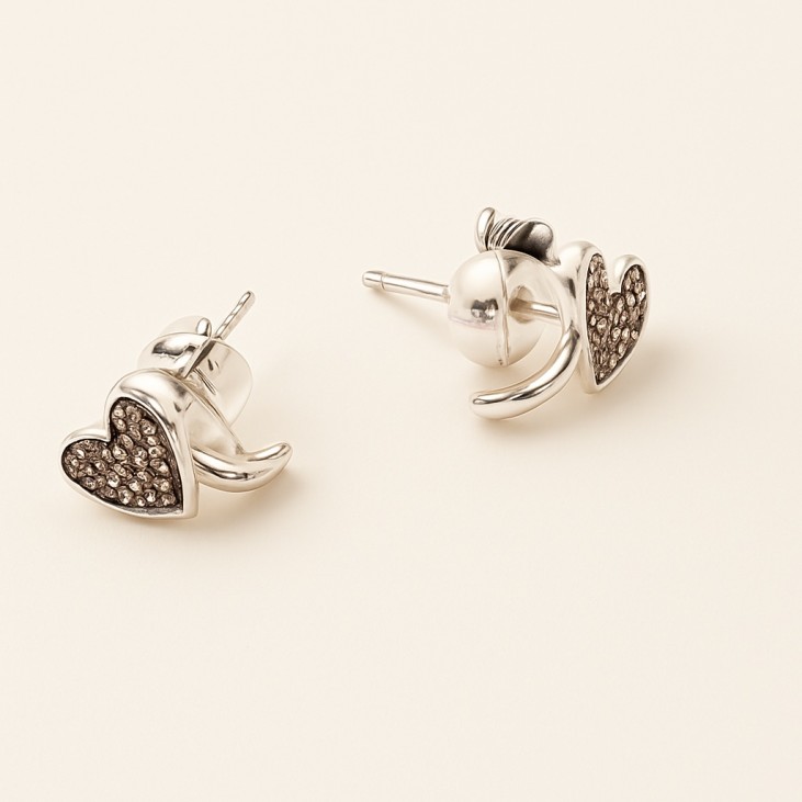 Silver Heart Earrings - Lupita Jewelry