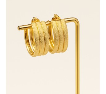 Yellow Gold Leaf Hoop Earrings - Lupita Bijoux