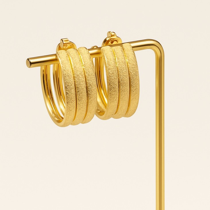 Yellow Gold Leaf Hoop Earrings - Lupita Bijoux
