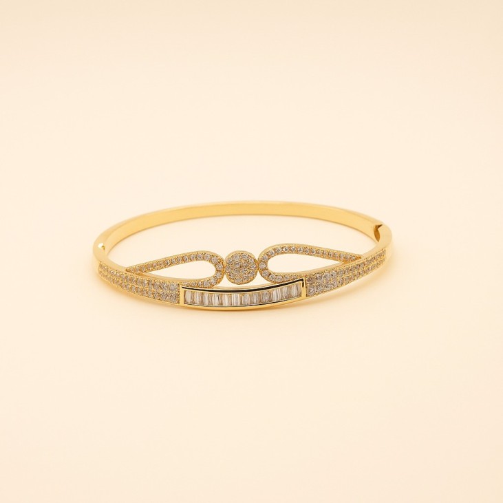 Bracelet en OR ovale doré strass glamour