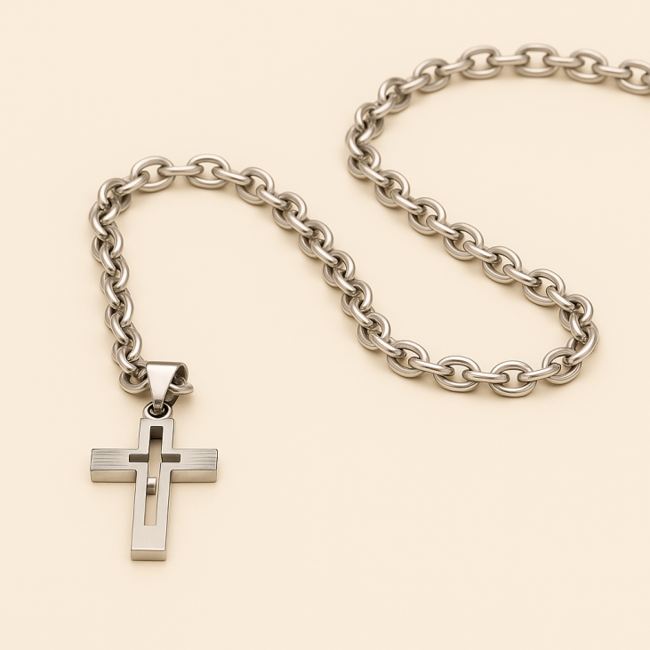 Collier Argent Croix en Acier Inoxydable | Lupita Bijoux