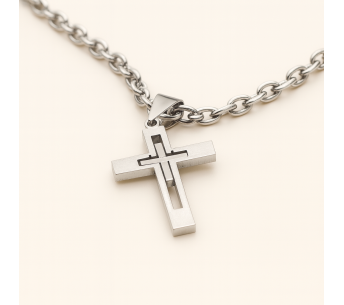 Silver Stainless Steel Cross Necklace | Lupita Jewelry