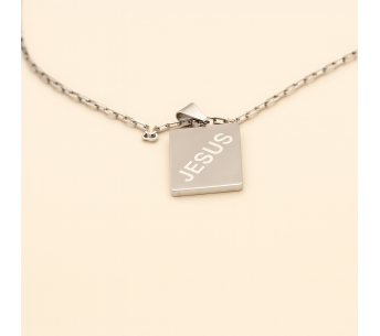 plaque en argent inoxydable du Brésil écrit Jesus