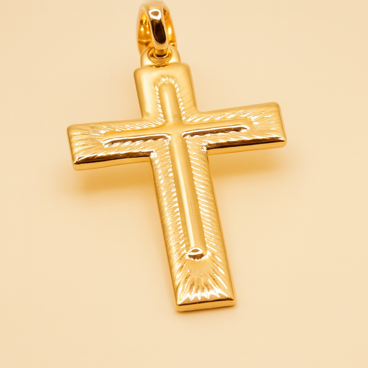 Médaillon Plaqué Or Croix Étoilée - Lupita Bijoux