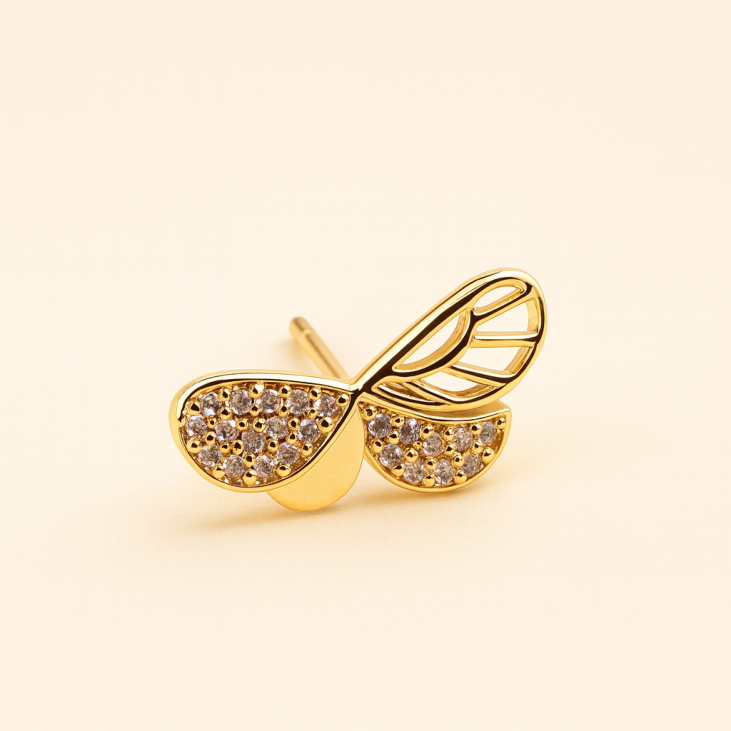 Yellow Gold Leaf Earrings - Artisan Elegance
