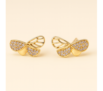 Yellow Gold Leaf Earrings - Artisan Elegance