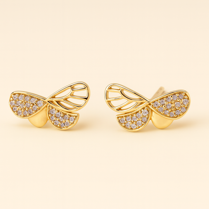 Yellow Gold Leaf Earrings - Artisan Elegance