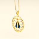 Oval Gold Plated Medallion Necklace - Lupita Jewelry