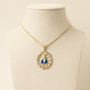 Oval Gold Plated Medallion Necklace - Lupita Jewelry