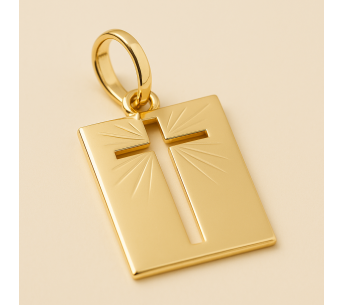 Médaillon Doré Croix Ouverte - Élégance et Spiritualité