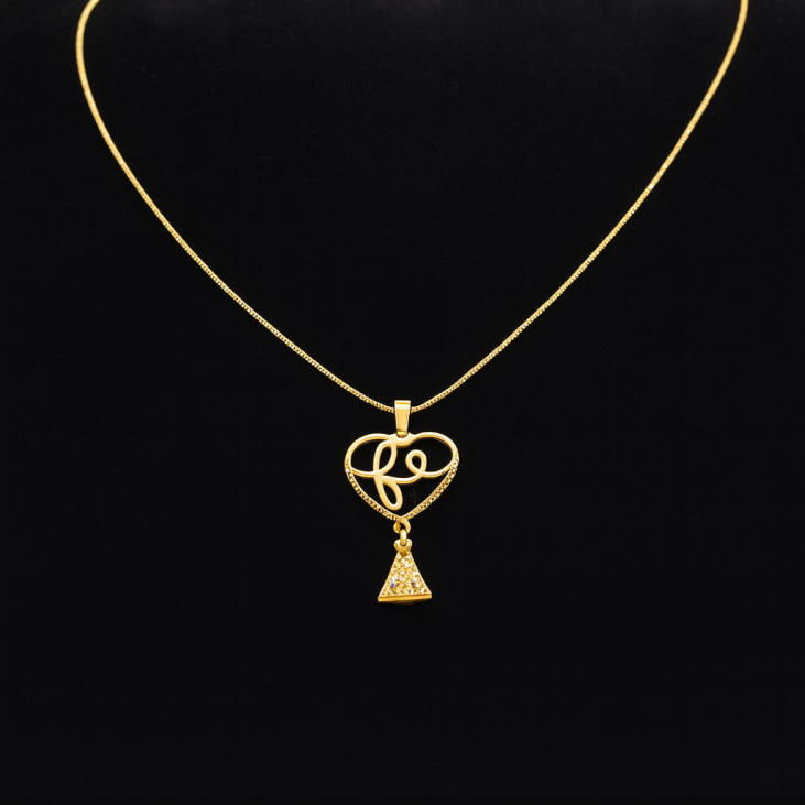 Collier Feuillage Or Jaune avec Pendentif Cœur - Lupita Bijoux