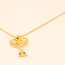 Yellow Gold Leaf Necklace with Heart Pendant - Lupita Jewelry