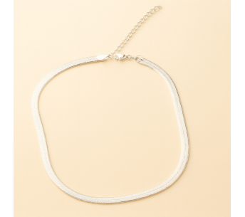 Collier en Acier Argent Herringbone - Elegance Brésilienne