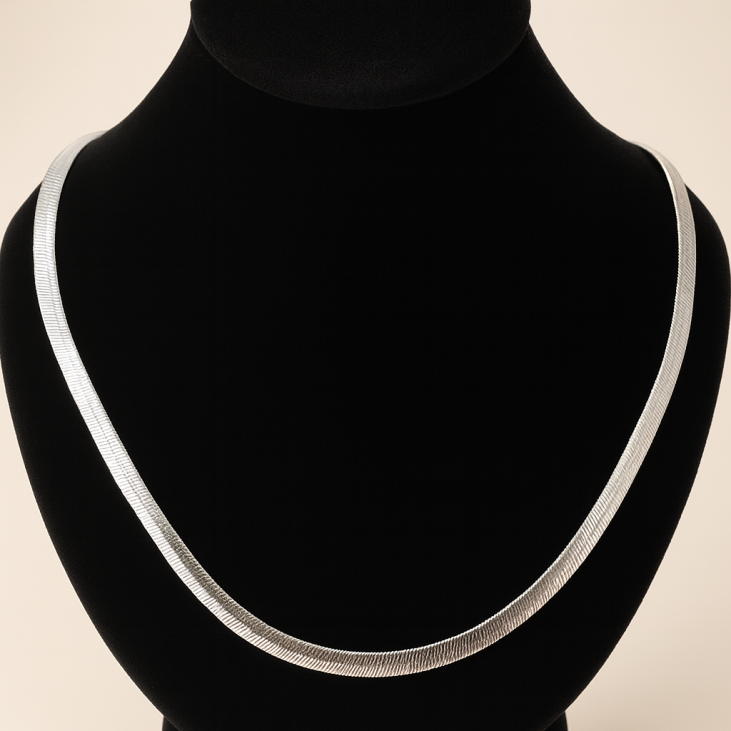 Silver Steel Serpentine Chain Necklace - Lupita Jewelry