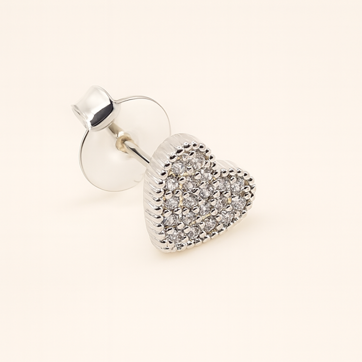 White Zircon Heart Stud Earrings – Elegant & Sparkling