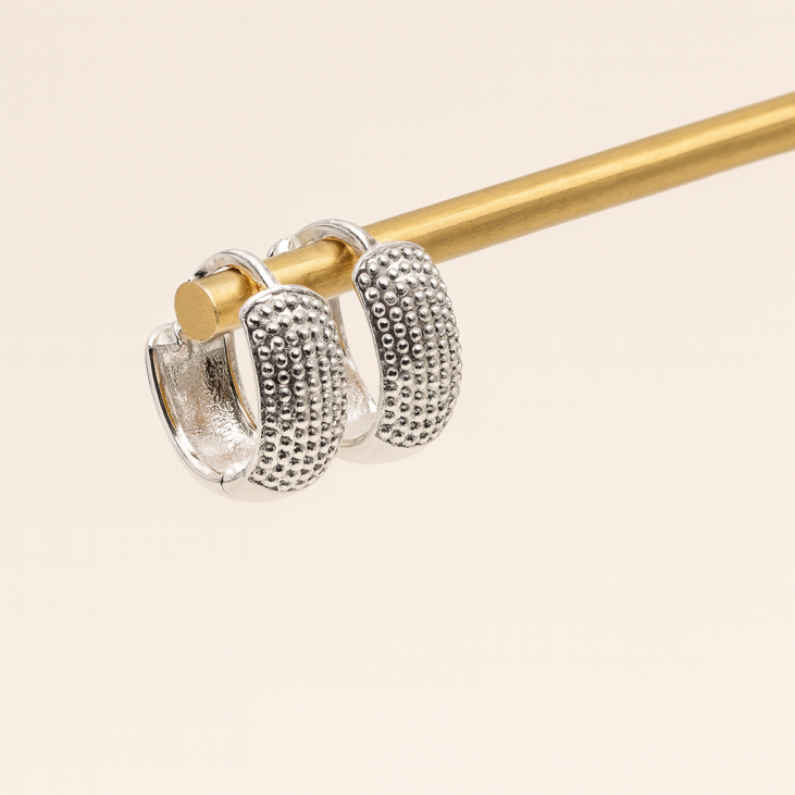 Boucles créoles argentées avec zircons – Élégance & éclat