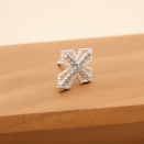 Silver Cross Stud Earrings with Zircon