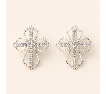 Boucles d'oreilles puces argent croix avec zircon