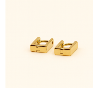 Rectangular Gold Layered Hoop Earrings – Elegant & Modern