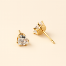 Gold Plated Stud Earrings with White Zircon | Lupita Jewelry