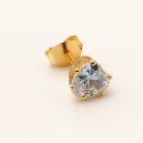 Gold Plated Stud Earrings with White Zircon | Lupita Jewelry