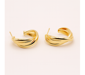 Boucles d'oreilles créoles 3 couches en feuilleté or | Lupita Bijoux