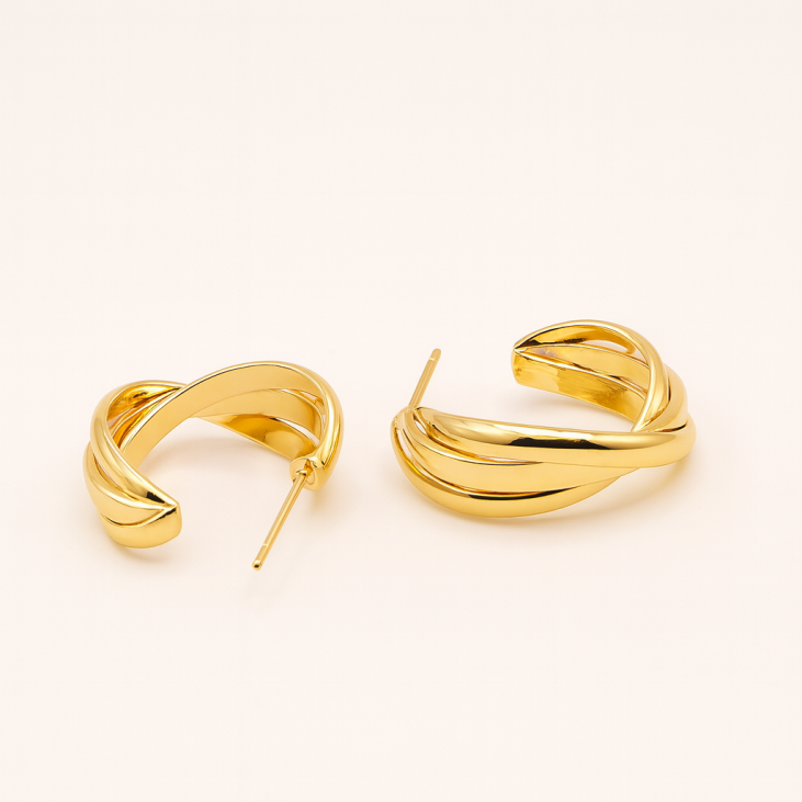3-Layer Gold-Filled Hoop Earrings | Lupita Jewelry