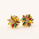Multicolored Gold Floral Earrings | Brazilian Jewelry