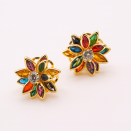 Boucles d’oreilles florales dorées multicolores | Bijoux brésiliens
