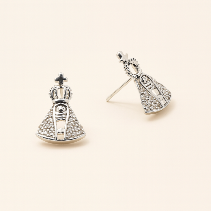 Boucles d’oreilles religieuses argentées – Immaculée Conception