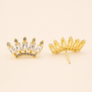 Boucles d’oreilles couronne or en zircon – Semi Joia brésilienne