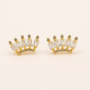 Gold Crown Earrings with Zircon – Brazilian Semi Joia