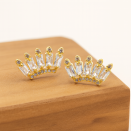Gold Crown Earrings with Zircon – Brazilian Semi Joia
